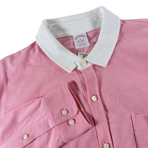 NWT Brooks Brothers Pink Performance Knit 100% Cotton Long Sleeve Men's Sz XL - Picture 1 of 8
